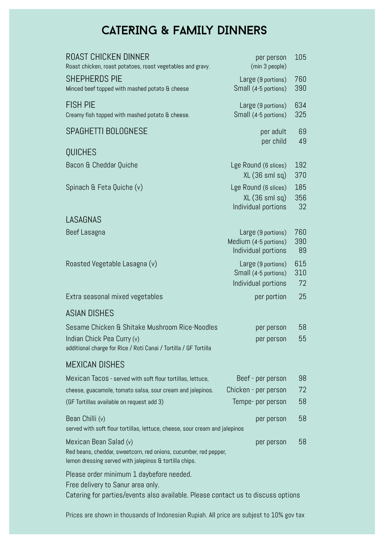 Catering Menu